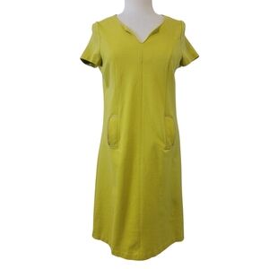 Boden Carolyn Ponte Style Jersey Midi Retro Dress WITH POCKETS Yellow Size 6L
